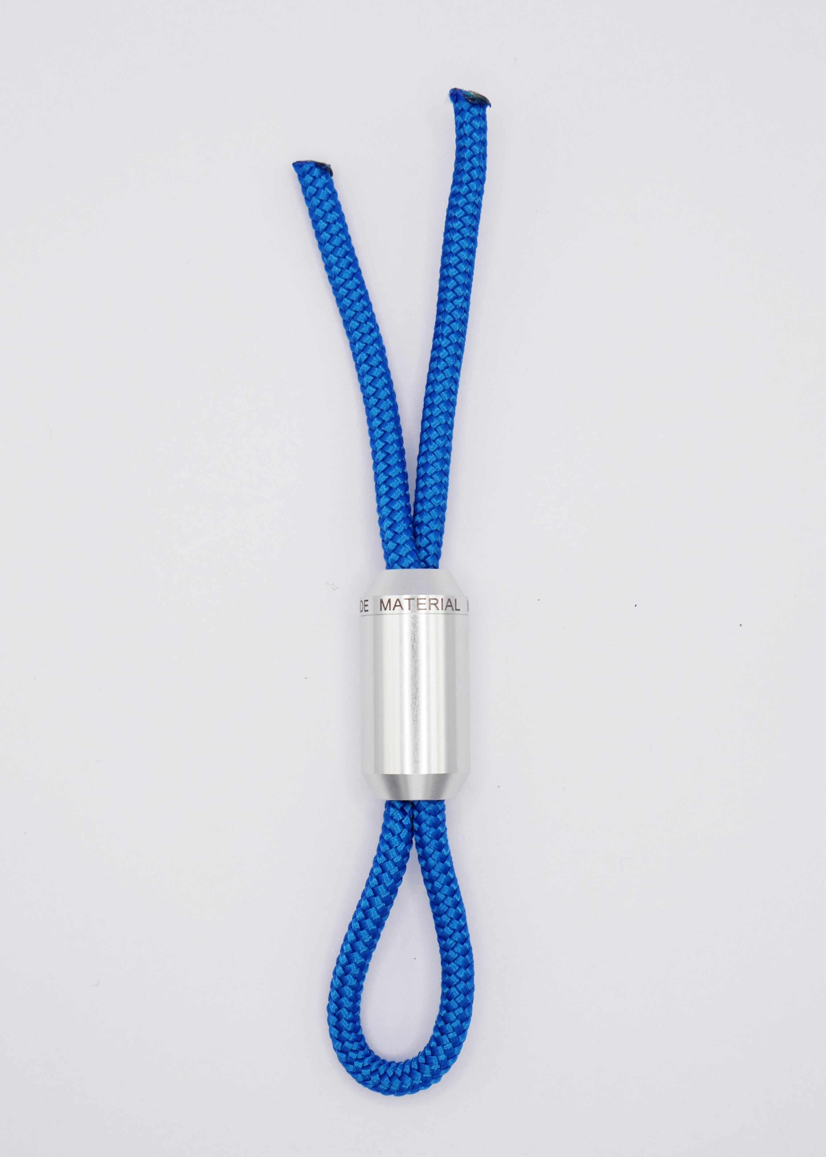 Keychain with metal closure and blue nylon cord